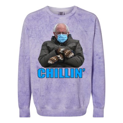 Chillin' Bernie Sanders Mittens Meme Sitting Colorblast Crewneck Sweatshirt