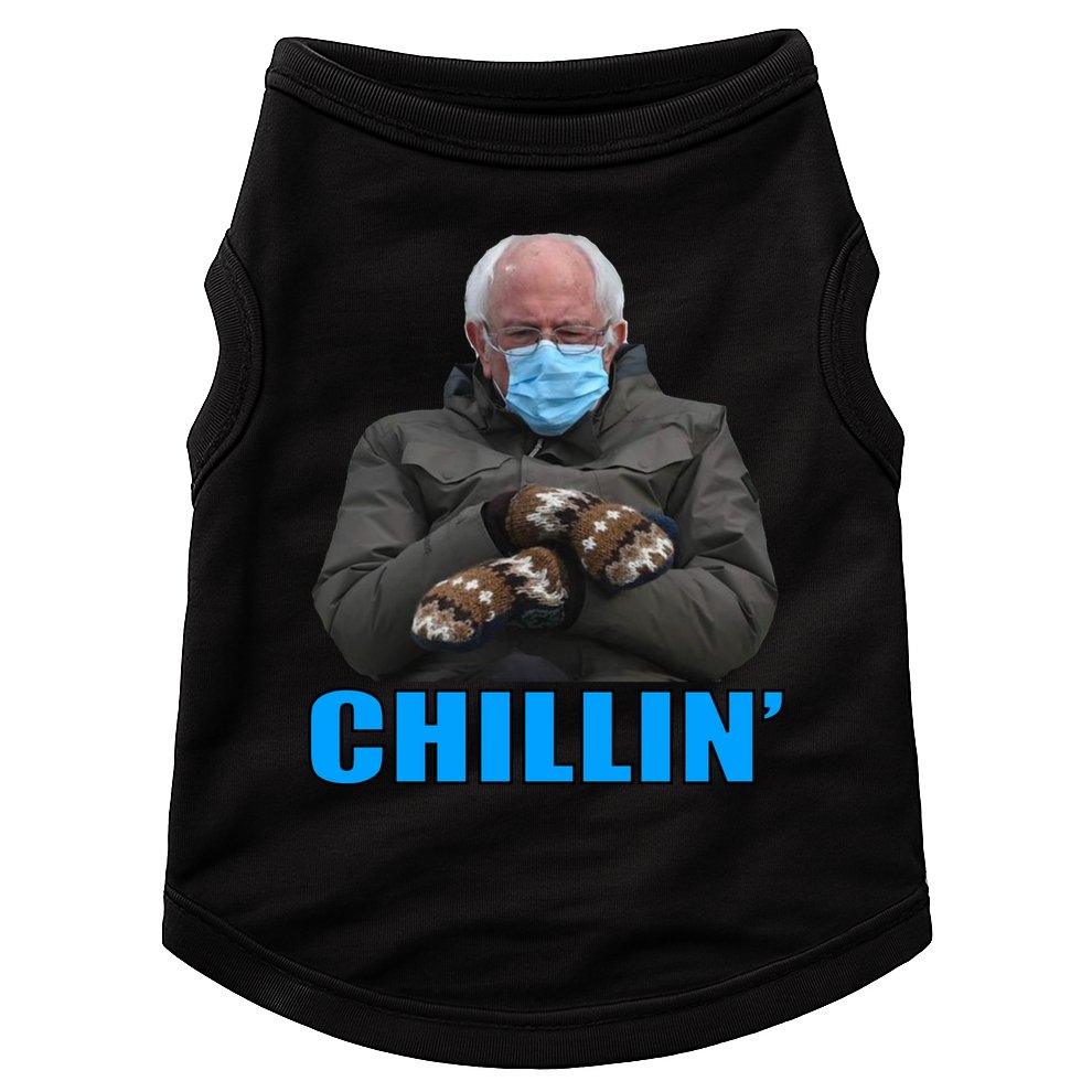 Chillin' Bernie Sanders Mittens Meme Sitting Doggie Tank