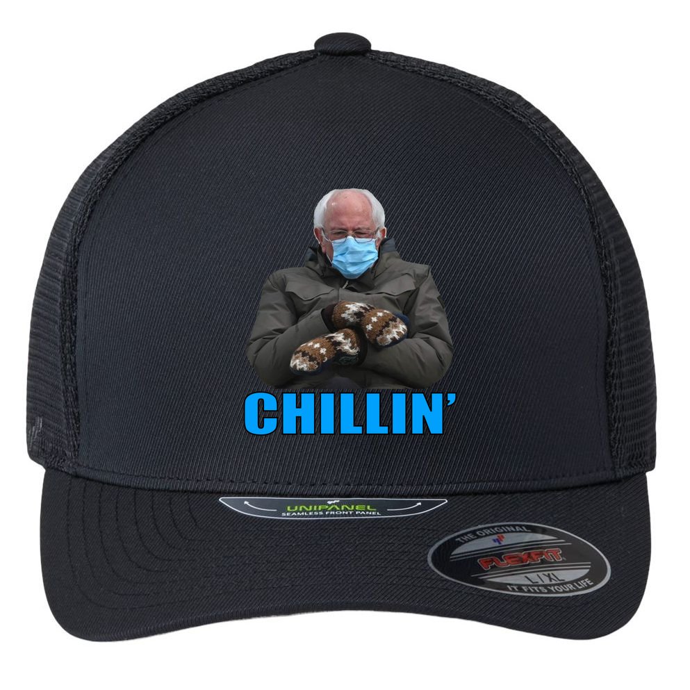 Chillin' Bernie Sanders Mittens Meme Sitting Flexfit Unipanel Trucker Cap