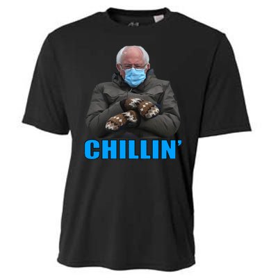 Chillin' Bernie Sanders Mittens Meme Sitting Cooling Performance Crew T-Shirt