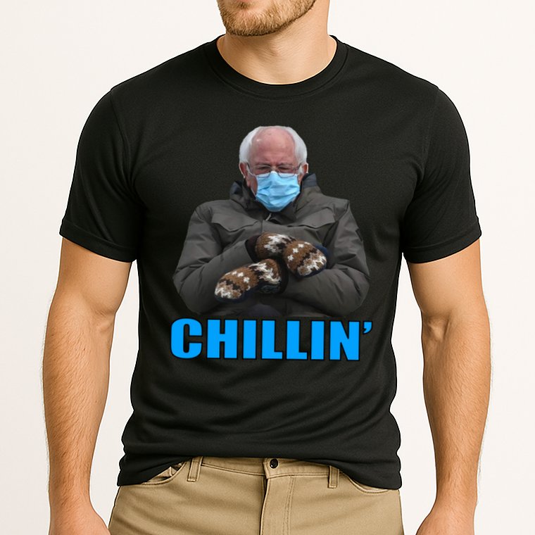 Chillin' Bernie Sanders Mittens Meme Sitting Cooling Performance Crew T-Shirt