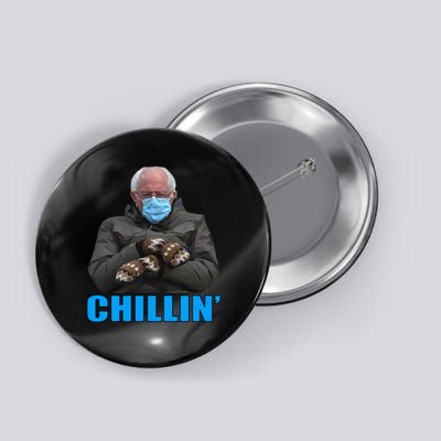 Chillin' Bernie Sanders Mittens Meme Sitting Button