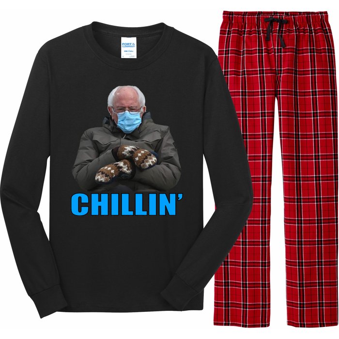 Chillin' Bernie Sanders Mittens Meme Sitting Long Sleeve Pajama Set