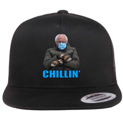 Chillin' Bernie Sanders Mittens Meme Sitting Flatbill Hat