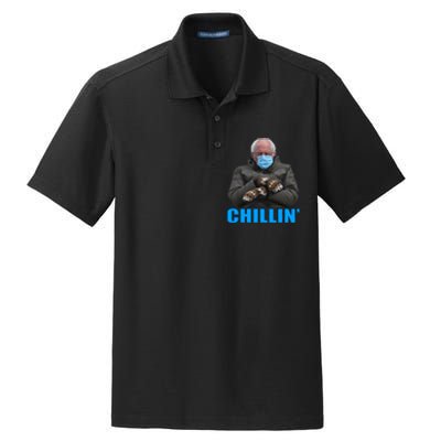 Chillin' Bernie Sanders Mittens Meme Sitting Dry Zone Grid Polo