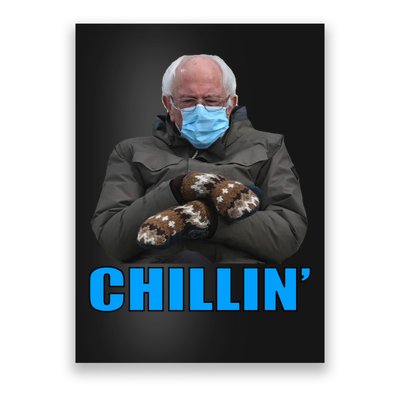 Chillin' Bernie Sanders Mittens Meme Sitting Poster