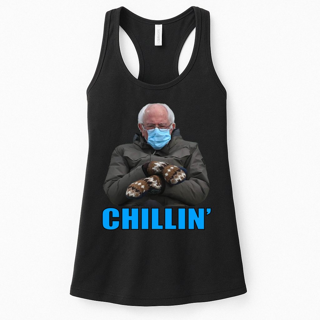 Chillin' Bernie Sanders Mittens Meme Sitting Womens Tank Top