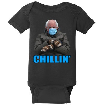 Chillin' Bernie Sanders Mittens Meme Sitting Baby Bodysuit