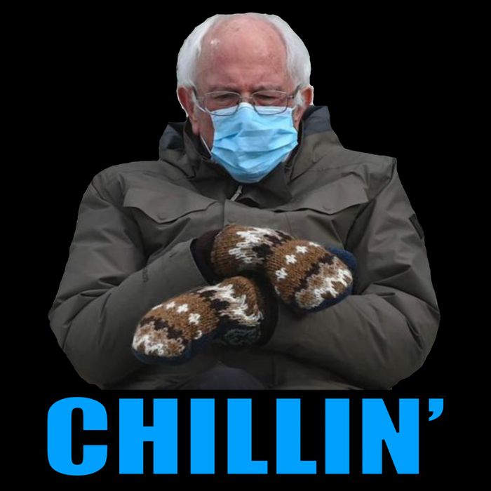 Chillin' Bernie Sanders Mittens Meme Sitting Baby Bodysuit