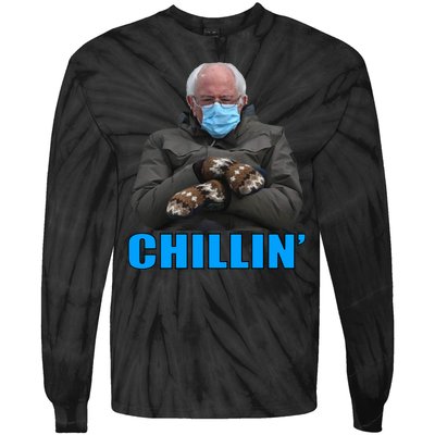 Chillin' Bernie Sanders Mittens Meme Sitting Tie-Dye Long Sleeve Shirt