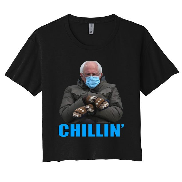 Chillin' Bernie Sanders Mittens Meme Sitting Crop Top