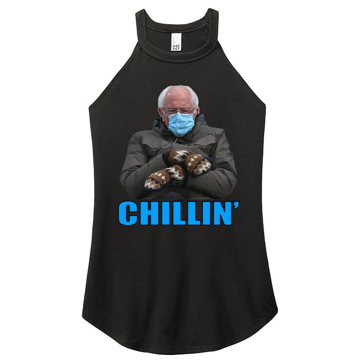Chillin' Bernie Sanders Mittens Meme Sitting Women's Perfect Tri Rocker Tank