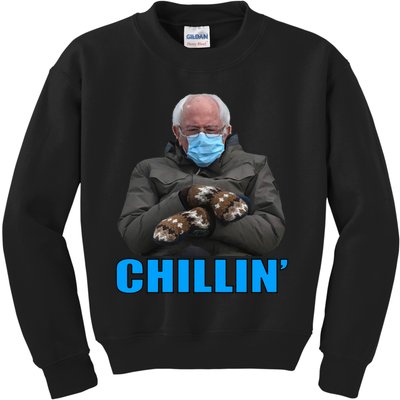 Chillin' Bernie Sanders Mittens Meme Sitting Kids Sweatshirt