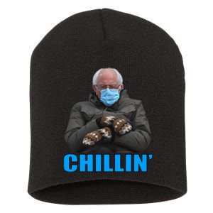 Chillin' Bernie Sanders Mittens Meme Sitting Short Acrylic Beanie