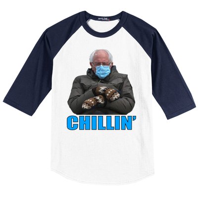 Chillin' Bernie Sanders Mittens Meme Sitting Baseball Sleeve Shirt