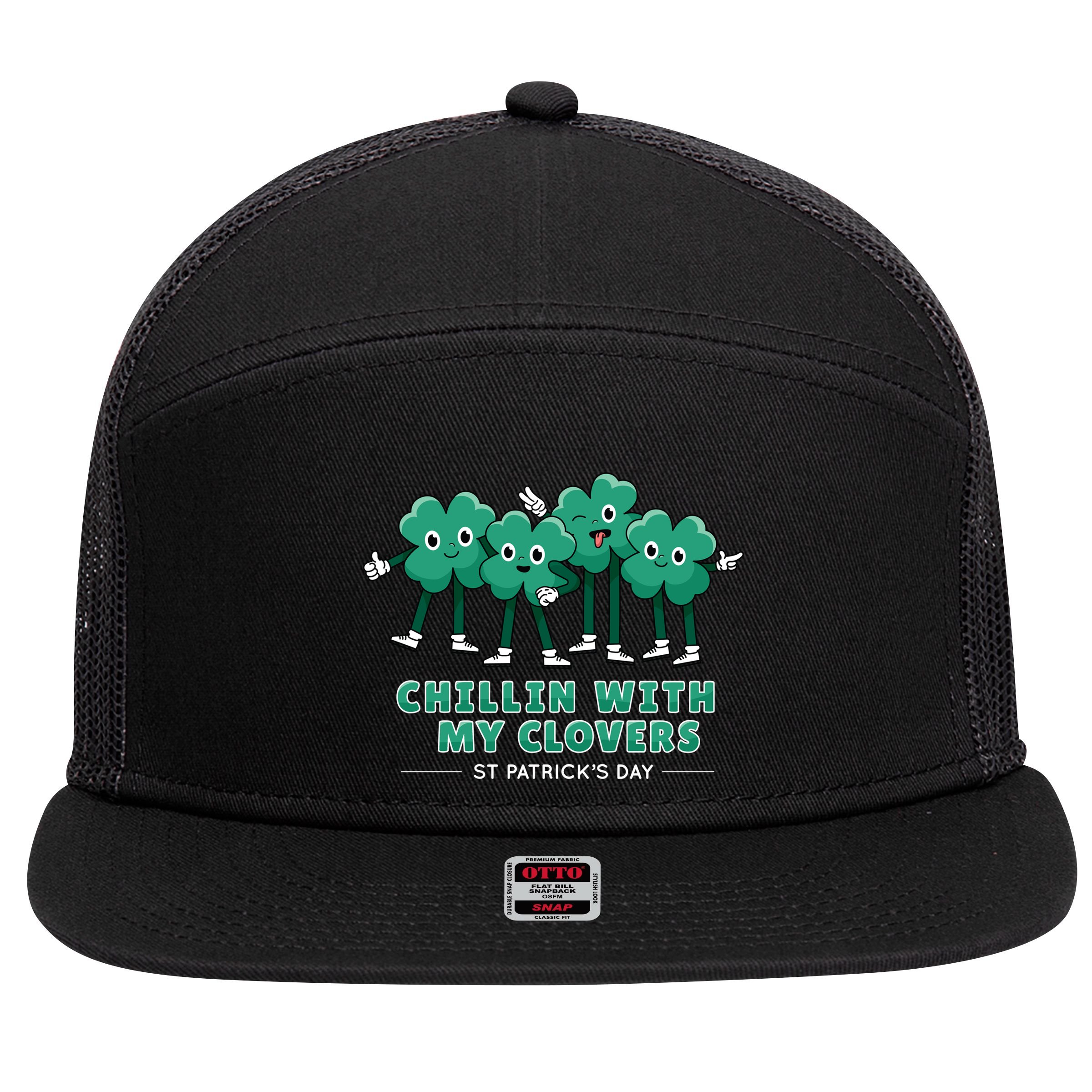 Chillin With My Clovers 7 Panel Mesh Trucker Snapback Hat