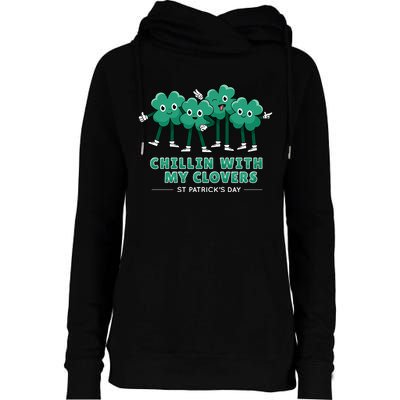 Chillin With My Clovers Womens Funnel Neck Pullover Hood