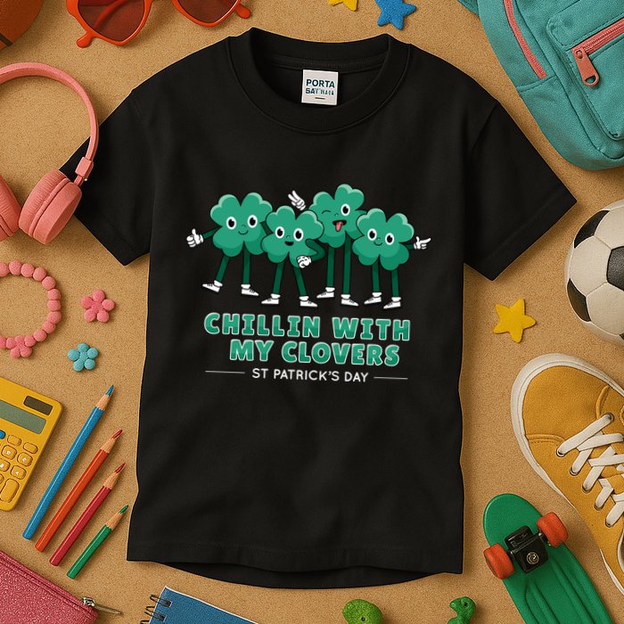 Chillin With My Clovers Kids T-Shirt