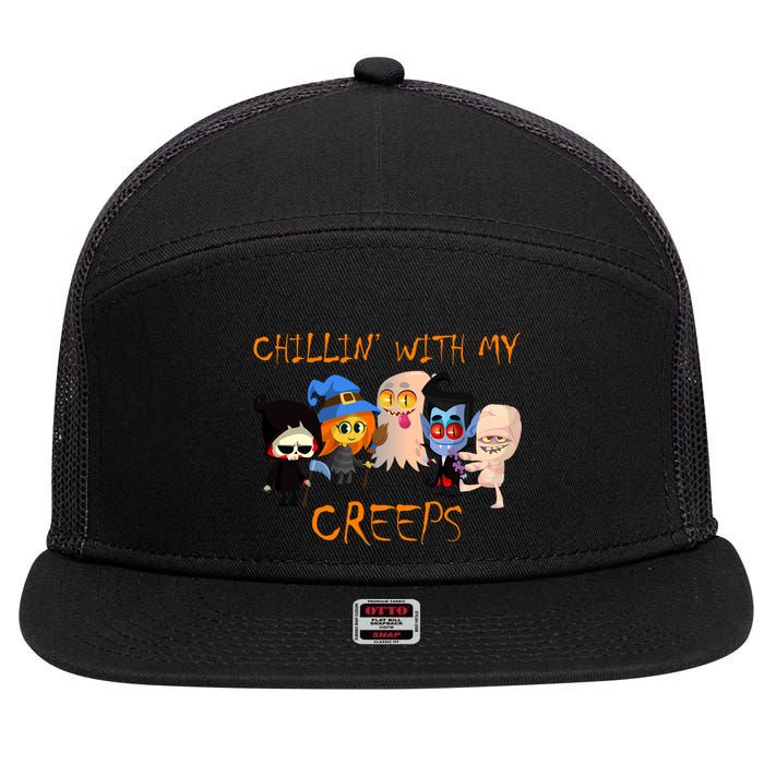 Chillin With My Creeps 7 Panel Mesh Trucker Snapback Hat