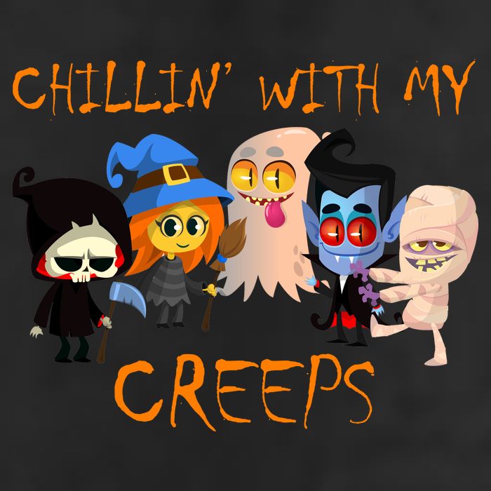 Chillin With My Creeps 7 Panel Mesh Trucker Snapback Hat