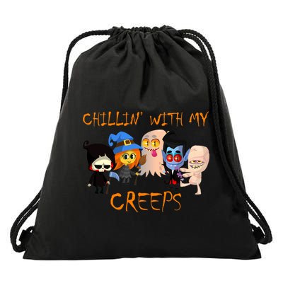 Chillin With My Creeps Drawstring Bag