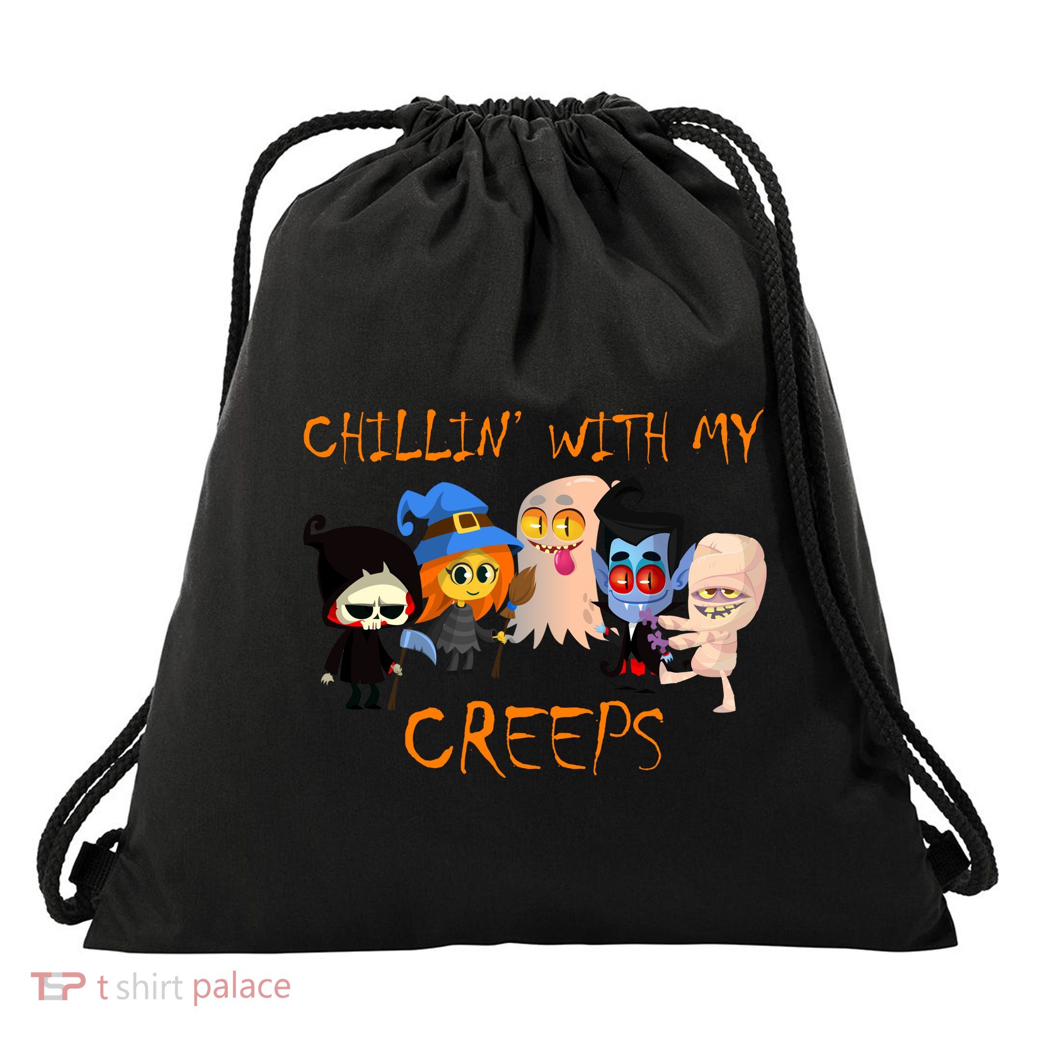 Chillin With My Creeps Drawstring Bag