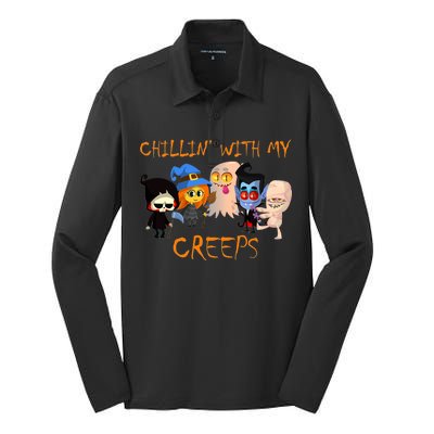 Chillin With My Creeps Silk Touch Performance Long Sleeve Polo