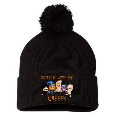 Chillin With My Creeps Pom Pom 12in Knit Beanie