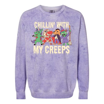 Chillin With My Creeps Halloween Animals Colorblast Crewneck Sweatshirt