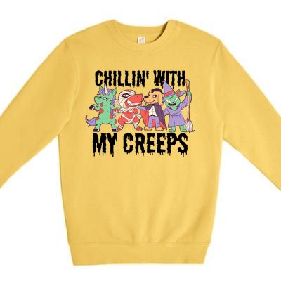 Chillin With My Creeps Halloween Animals Premium Crewneck Sweatshirt