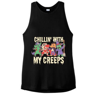 Chillin With My Creeps Halloween Animals Ladies PosiCharge Tri-Blend Wicking Tank
