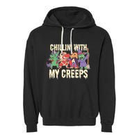 Chillin With My Creeps Halloween Animals Garment-Dyed Fleece Hoodie