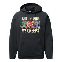 Chillin With My Creeps Halloween Animals Performance Fleece Hoodie