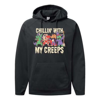 Chillin With My Creeps Halloween Animals Performance Fleece Hoodie