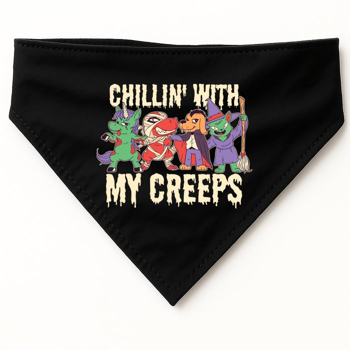Chillin With My Creeps Halloween Animals USA-Made Doggie Bandana