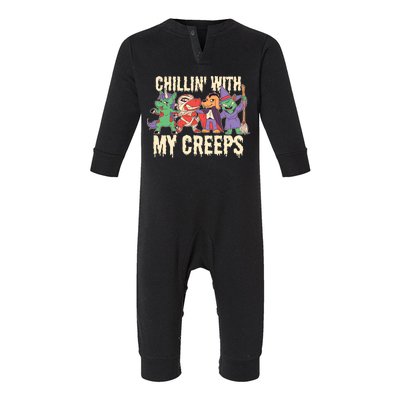 Chillin With My Creeps Halloween Animals Infant Fleece One Piece