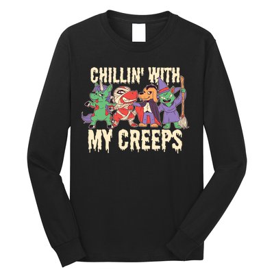 Chillin With My Creeps Halloween Animals Long Sleeve Shirt