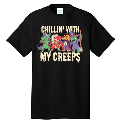 Chillin With My Creeps Halloween Animals Tall T-Shirt