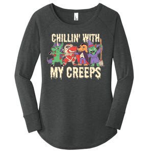 Chillin With My Creeps Halloween Animals Women's Perfect Tri Tunic Long Sleeve Shirt