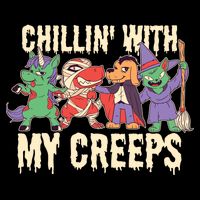 Chillin With My Creeps Halloween Animals Flatbill Hat