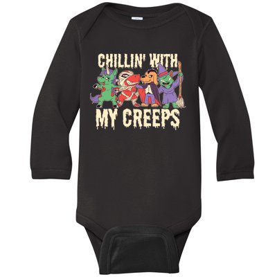 Chillin With My Creeps Halloween Animals Baby Long Sleeve Bodysuit