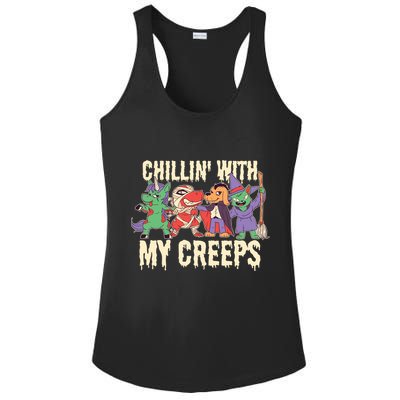 Chillin With My Creeps Halloween Animals Ladies PosiCharge Competitor Racerback Tank