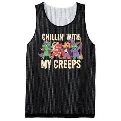 Chillin With My Creeps Halloween Animals Mesh Reversible Basketball Jersey Tank