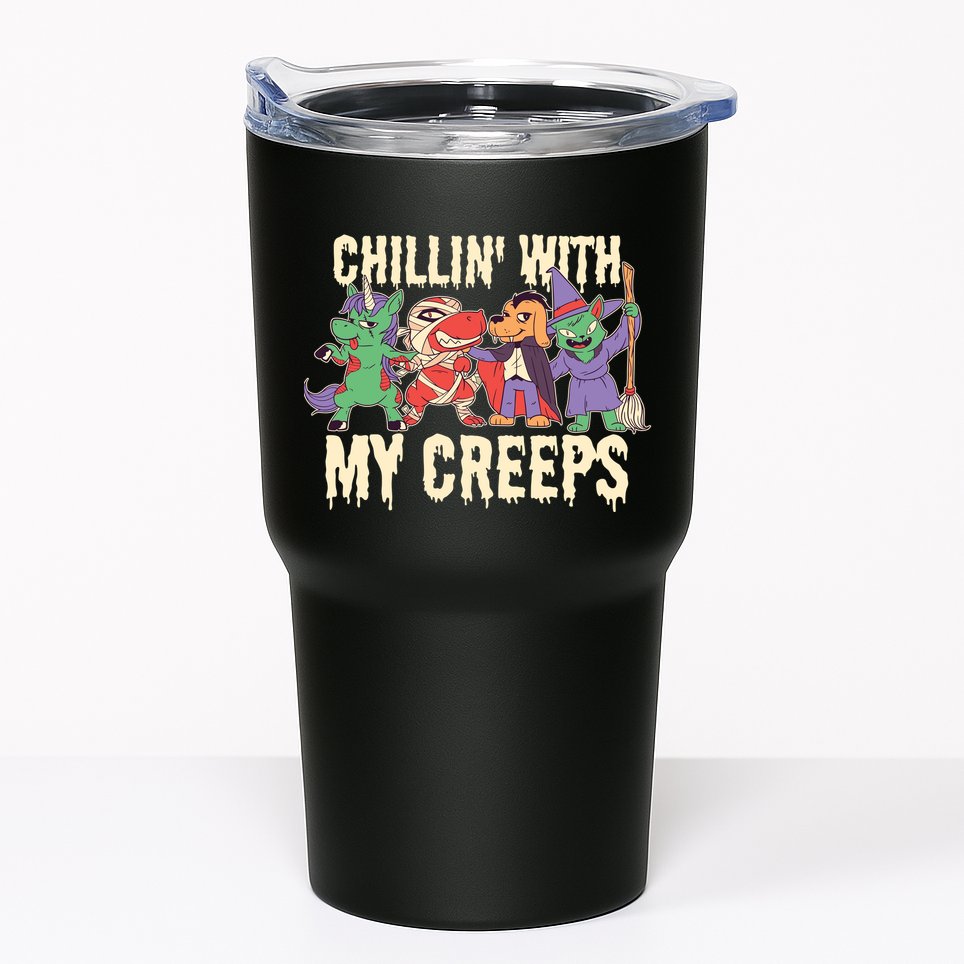 Chillin With My Creeps Halloween Animals Tumbler