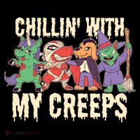 Chillin With My Creeps Halloween Animals Poster