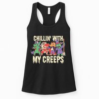 Chillin With My Creeps Halloween Animals Womens Tank Top