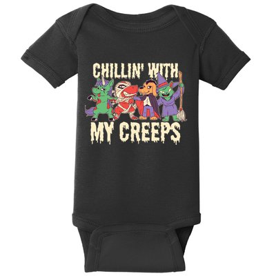 Chillin With My Creeps Halloween Animals Baby Bodysuit