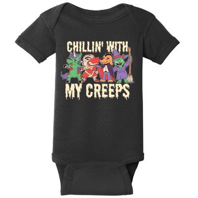 Chillin With My Creeps Halloween Animals Baby Bodysuit