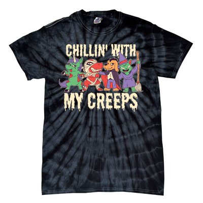 Chillin With My Creeps Halloween Animals Tie-Dye T-Shirt