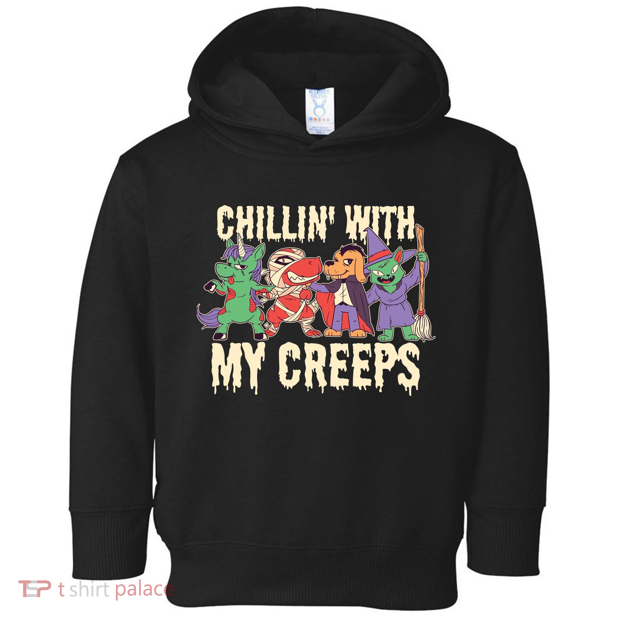 Chillin With My Creeps Halloween Animals Toddler Hoodie